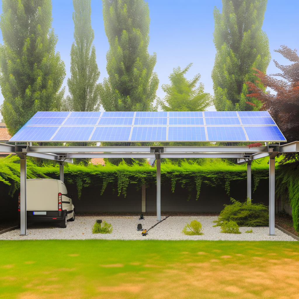 Carport solaire moderne jardin