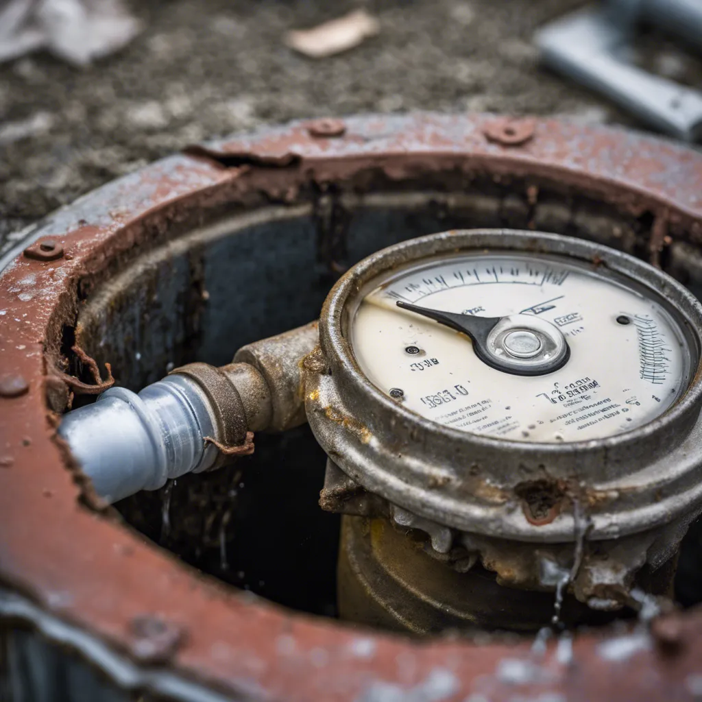 Compteur d'eau avec fuite gros plan