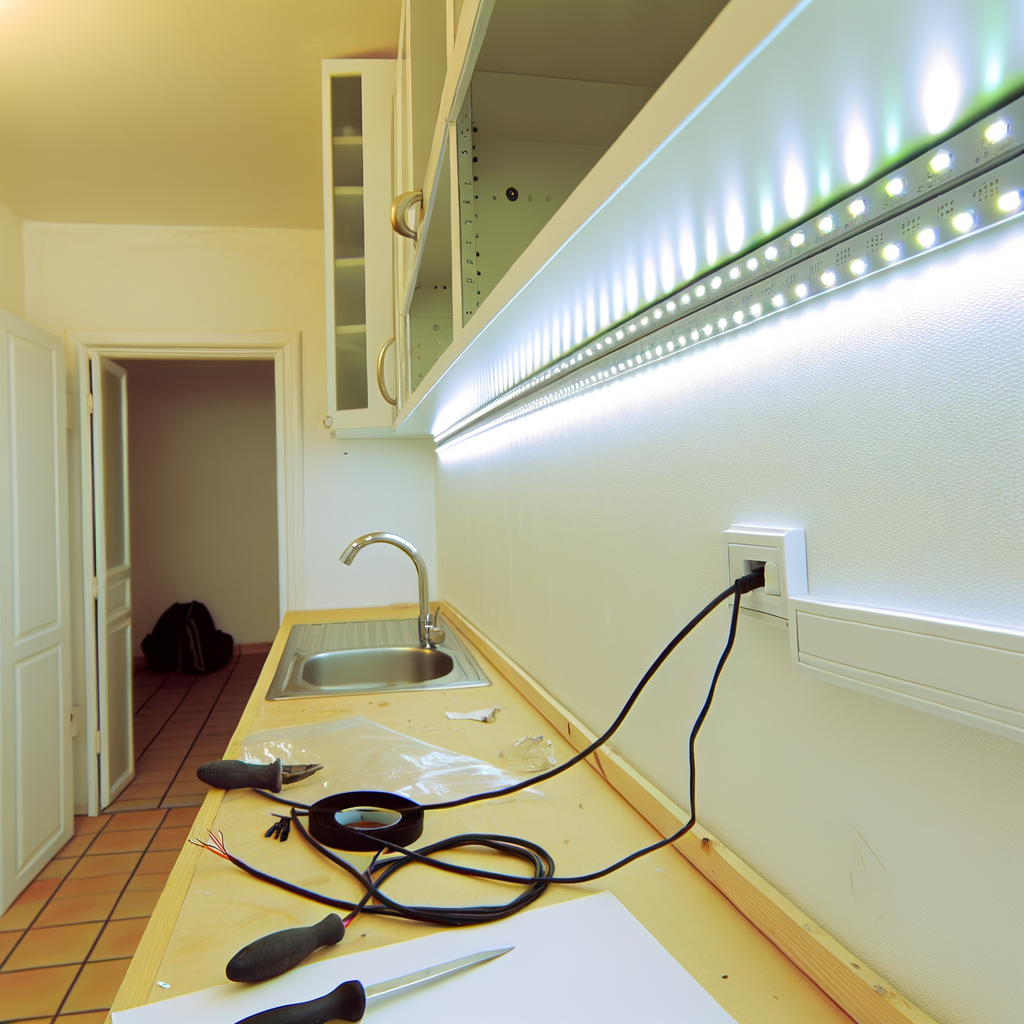 Installation réglette LED cuisine éclairage