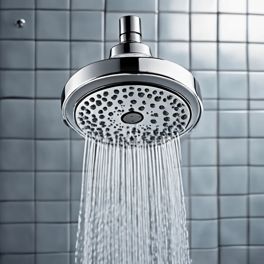 pommeau de douche filtrant avec gouttes d'eau