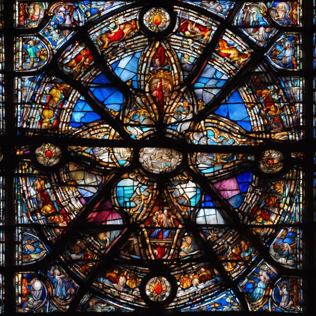 Vitrail coloré cathédrale lumière filtrée